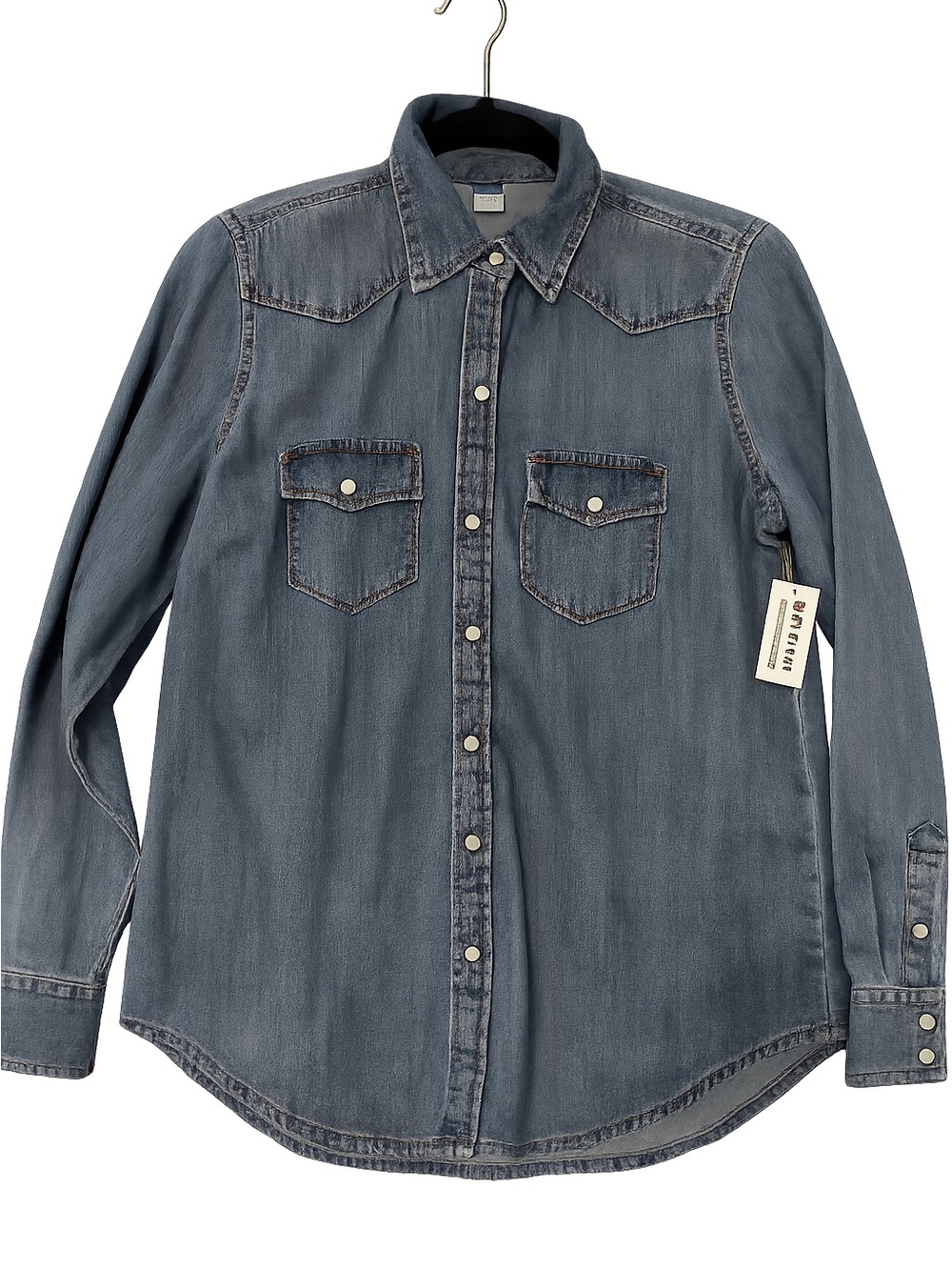 NWT Old Navy Button Snap 90's Mom Chambray Shirt
